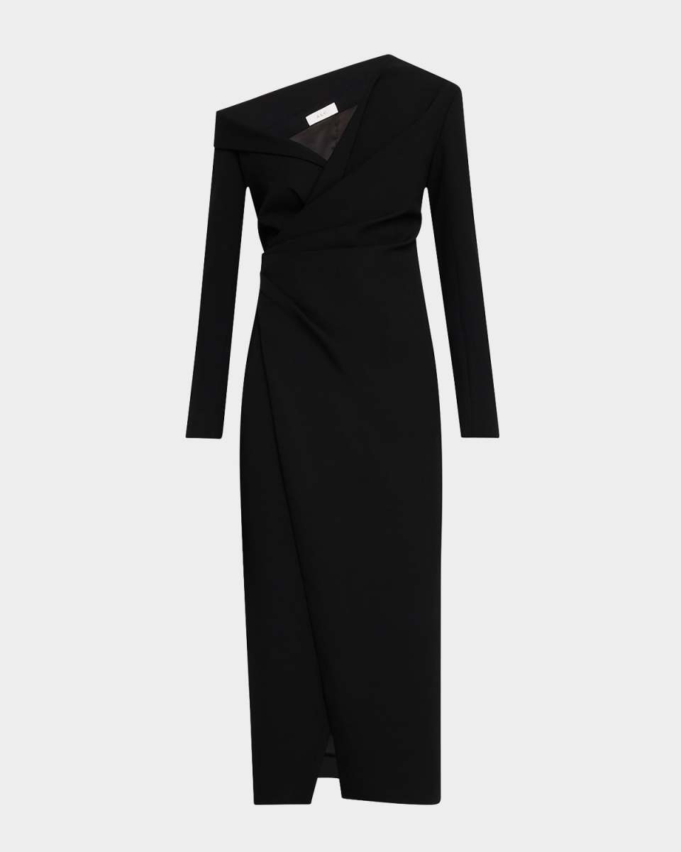 Kylah Ruched One-Shoulder Midi Dress